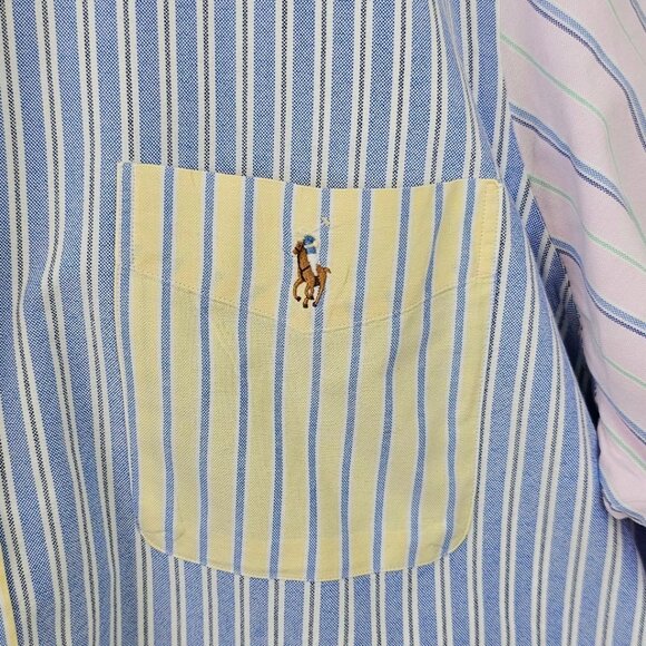 Polo Ralph Lauren Mens Classic Fit,Color Block, Stripe, Button Down SS, Size XL - Picture 3 of 7